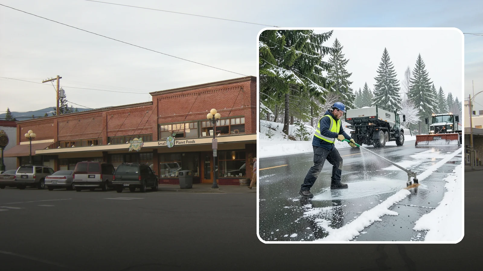 Liquid Deicing in Sedro-Woolley, Skagit County, WA - Liquid deicing sprays brine directly onto pavement for fast, even coverage that resists the wind and rain of coastal winters.