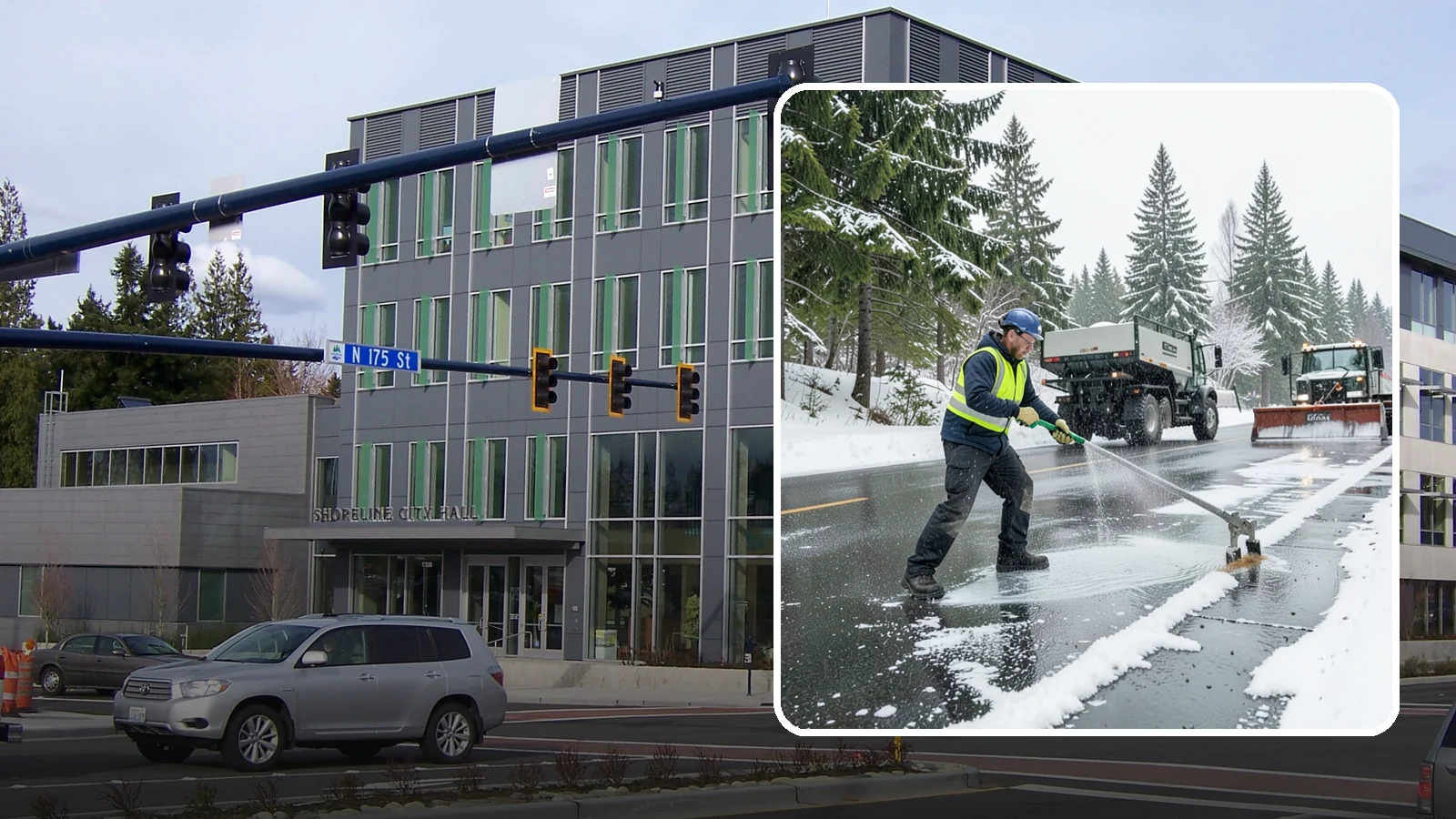 Liquid Deicing in Shoreline, King County, WA - Liquid deicing sprays brine directly onto pavement for fast, even coverage that resists the wind and rain of coastal winters.