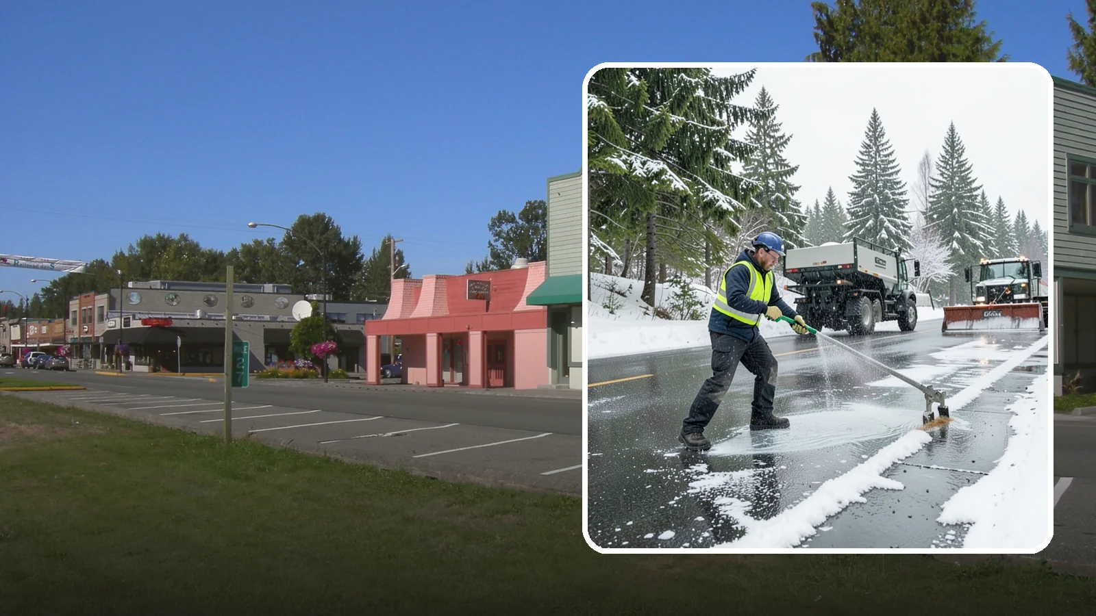 Liquid Deicing in Snoqualmie, King County, WA - Liquid deicing sprays brine directly onto pavement for fast, even coverage that resists the wind and rain of coastal winters.