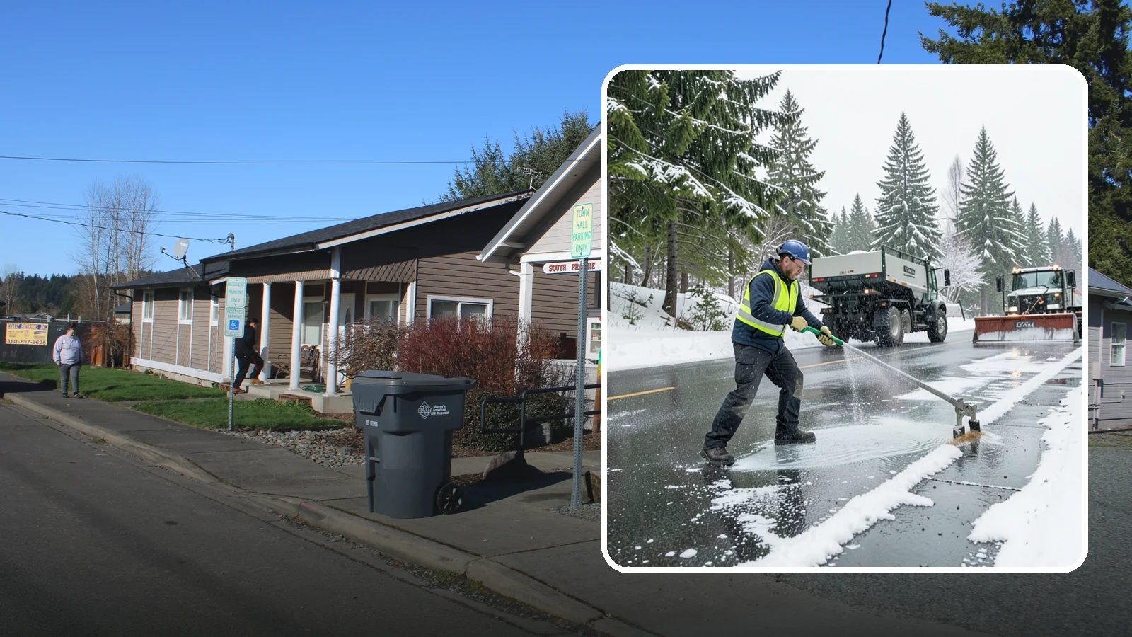 Liquid Deicing in South Prairie, Pierce County, WA - Liquid deicing sprays brine directly onto pavement for fast, even coverage that resists the wind and rain of coastal winters.