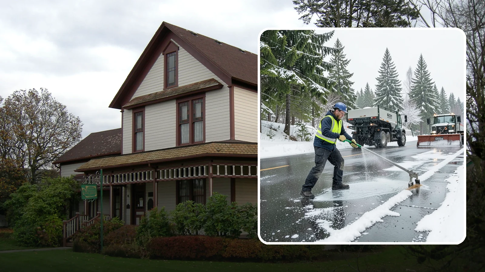 Liquid Deicing in Sumner, Pierce County, WA - Liquid deicing sprays brine directly onto pavement for fast, even coverage that resists the wind and rain of coastal winters.