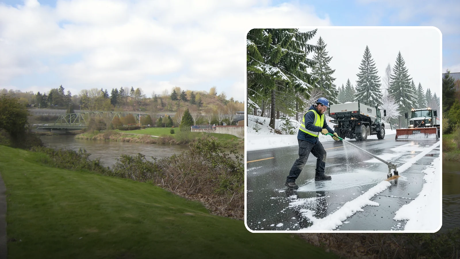 Liquid Deicing in Tukwila, King County, WA - Liquid deicing sprays brine directly onto pavement for fast, even coverage that resists the wind and rain of coastal winters.