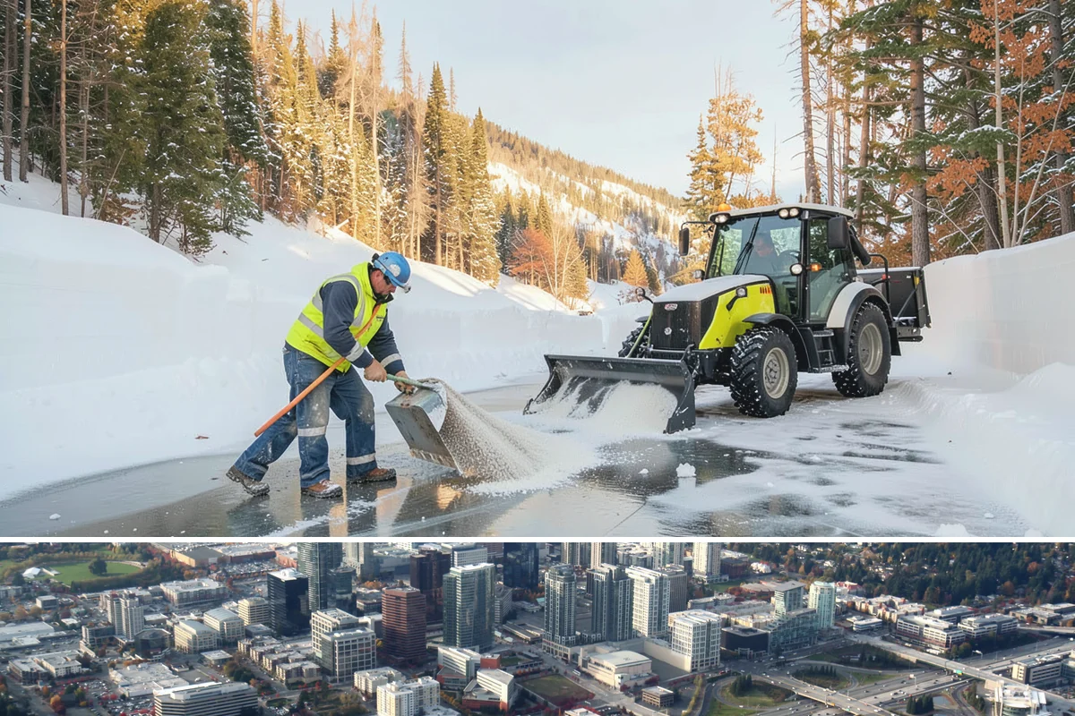 Liquid Salt Spraying in Bellevue, King County, WA - Liquid salt spraying is used through the core winter months whenever light ice or freezing drizzle threatens traction.