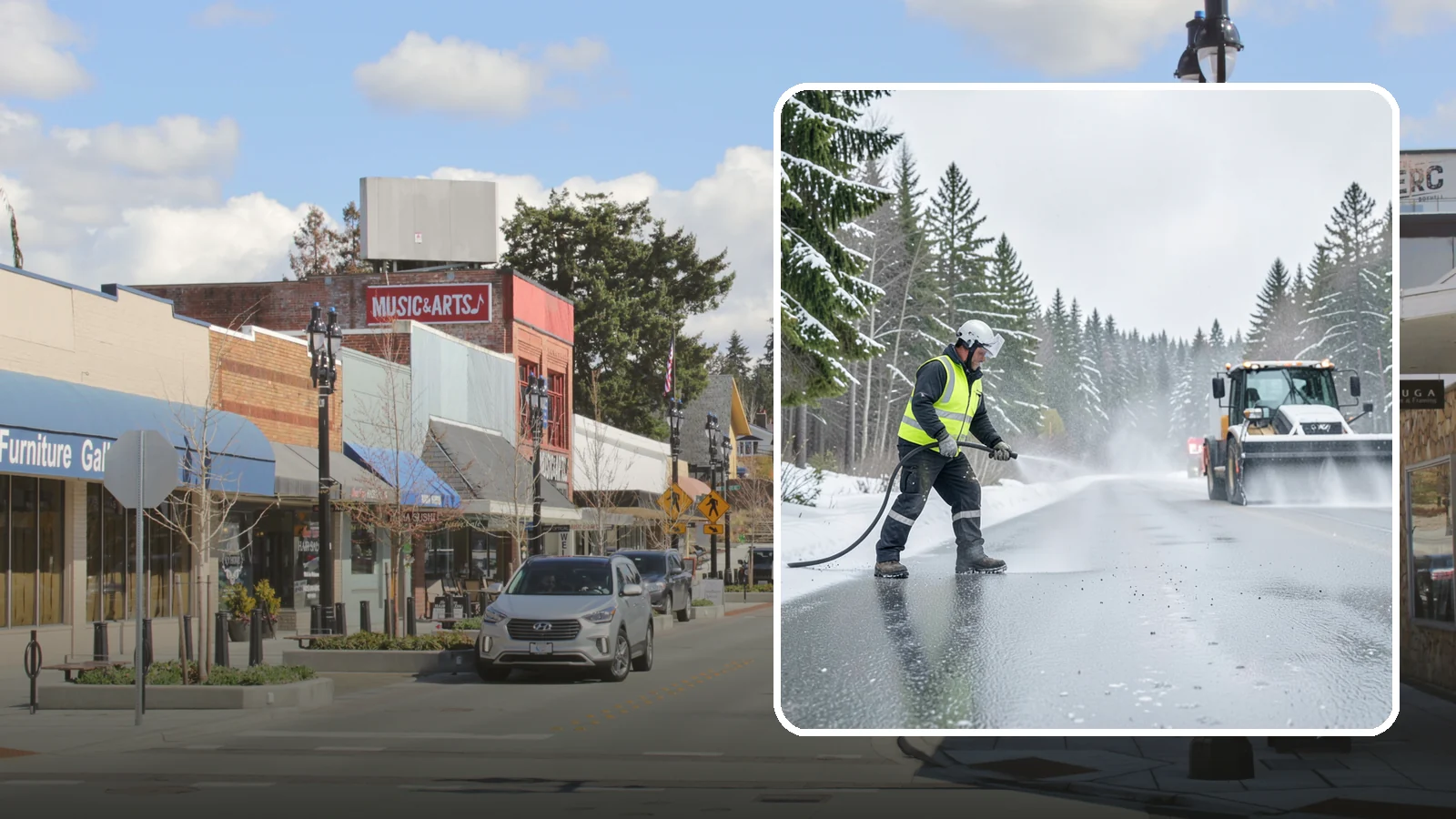 Liquid Salt Spraying in Bothell, King County, WA - Liquid salt spraying applies deicer in solution form for fast, even coverage that resists wind scatter and bounce.