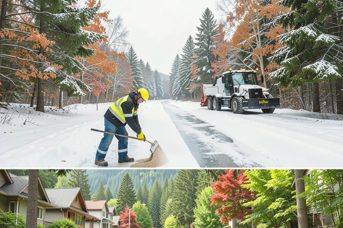 Liquid Salt Spraying in Darrington, Snohomish County, WA - Liquid salt spraying is used through the core winter months whenever light ice or freezing drizzle threatens traction.