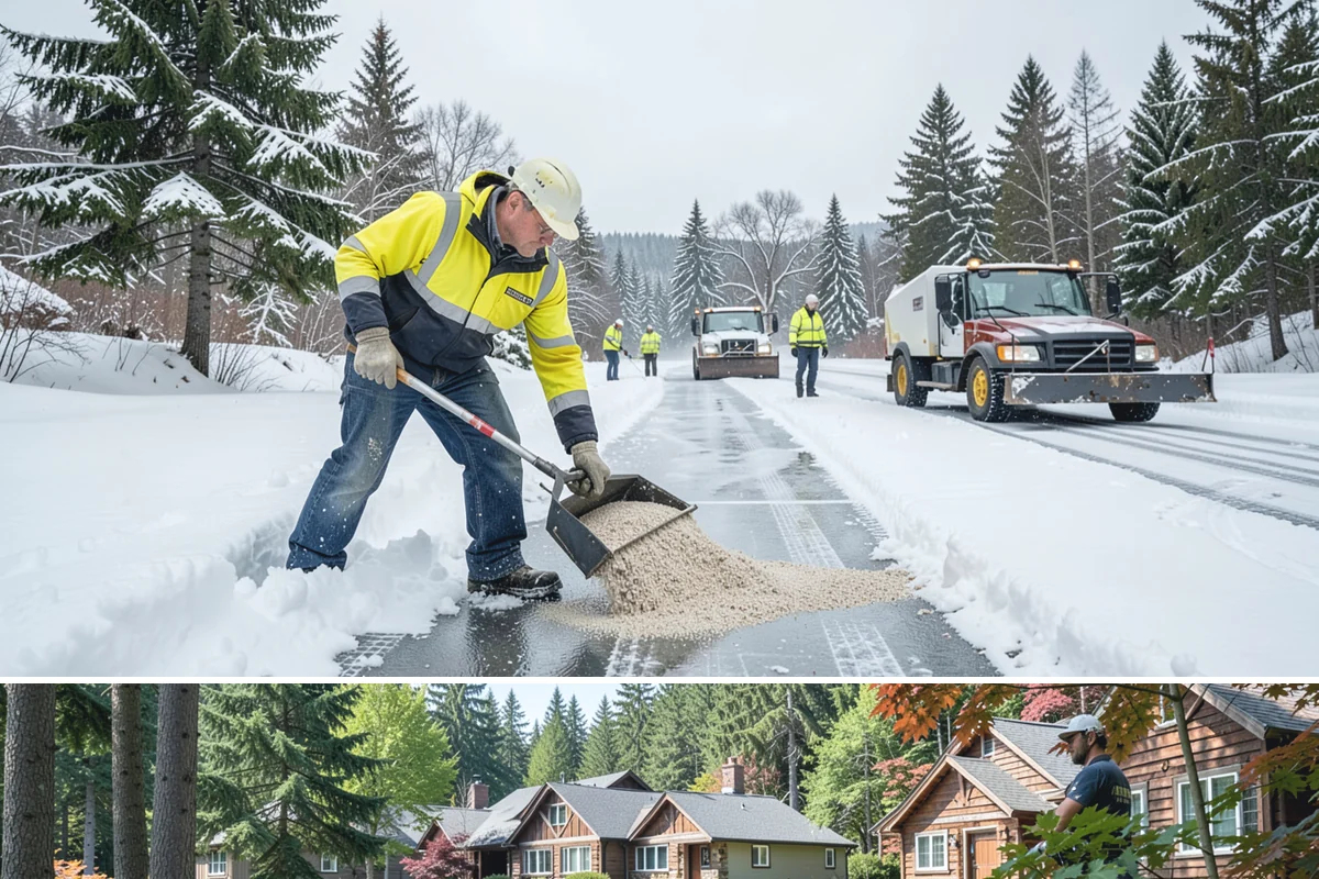 Liquid Salt Spraying in Edgewood, Pierce County, WA - Liquid salt spraying is used through the core winter months whenever light ice or freezing drizzle threatens traction.