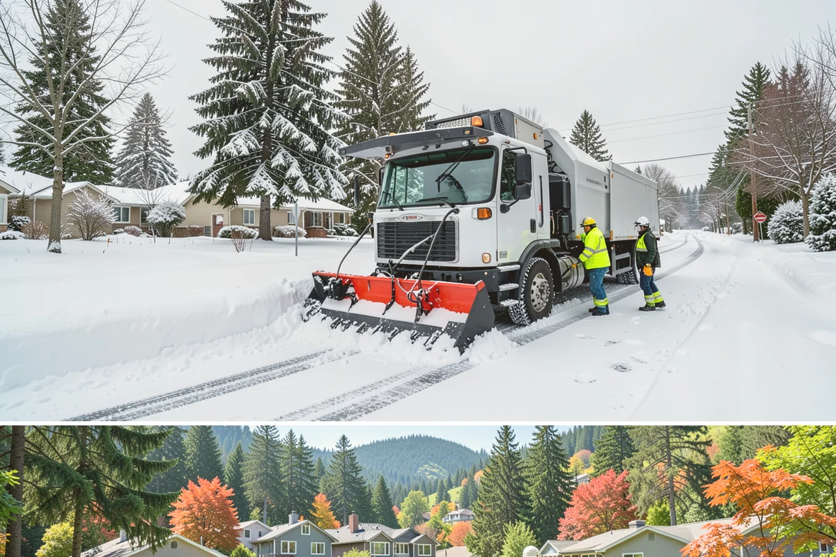 Liquid Salt Spraying in Fircrest, Pierce County, WA - Liquid salt spraying is used through the core winter months whenever light ice or freezing drizzle threatens traction.