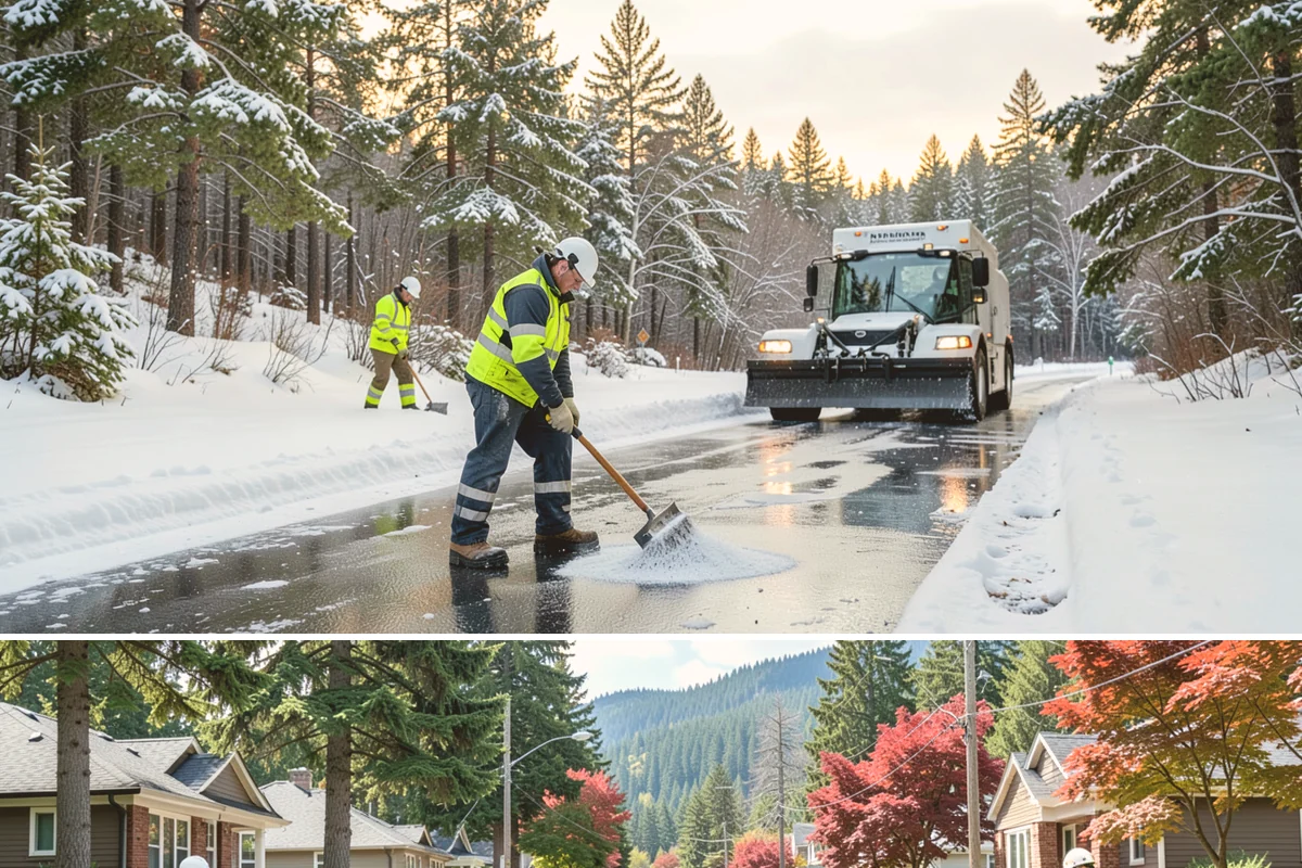 Liquid Salt Spraying in Hunts Point, King County, WA - Liquid salt spraying is used through the core winter months whenever light ice or freezing drizzle threatens traction.
