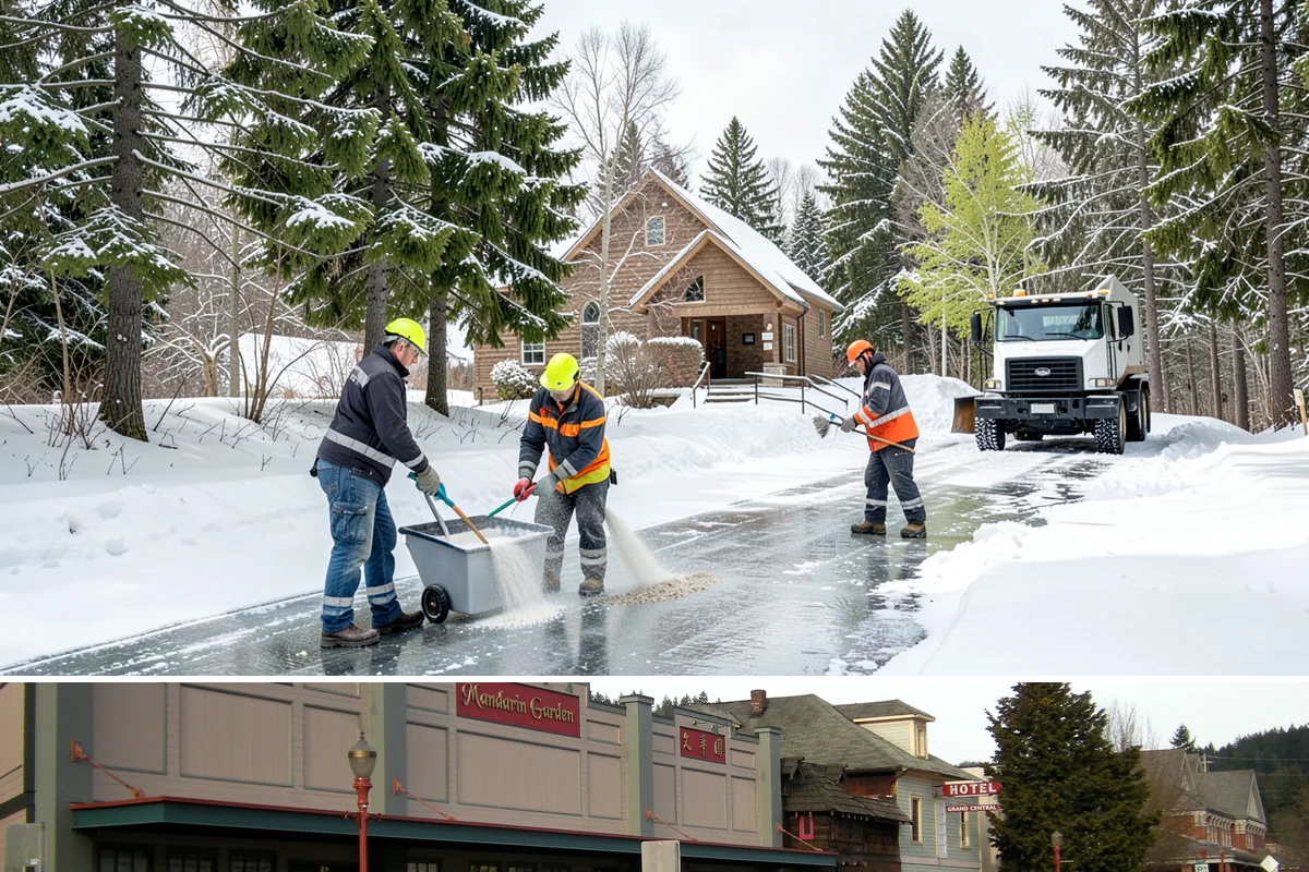 Liquid Salt Spraying in Issaquah, King County, WA - Liquid salt spraying is used through the core winter months whenever light ice or freezing drizzle threatens traction.