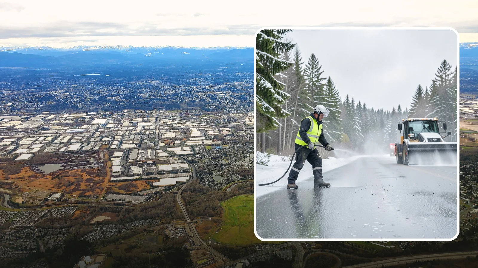 Liquid Salt Spraying in Kent, King County, WA - Liquid salt spraying applies deicer in solution form for fast, even coverage that resists wind scatter and bounce.
