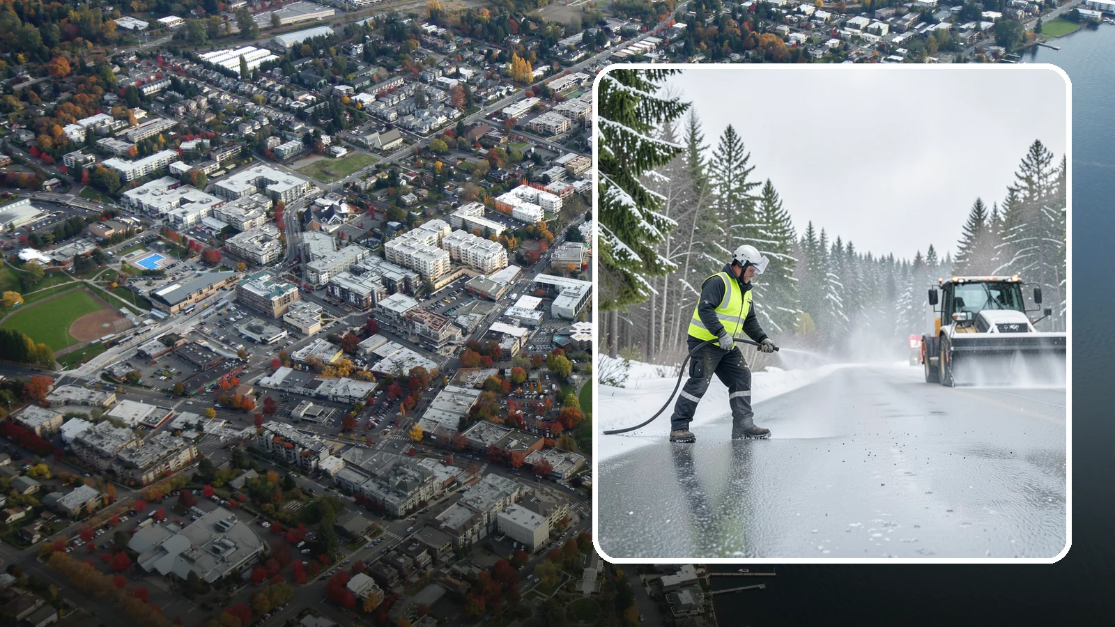 Liquid Salt Spraying in Kirkland, King County, WA - Liquid salt spraying applies deicer in solution form for fast, even coverage that resists wind scatter and bounce.