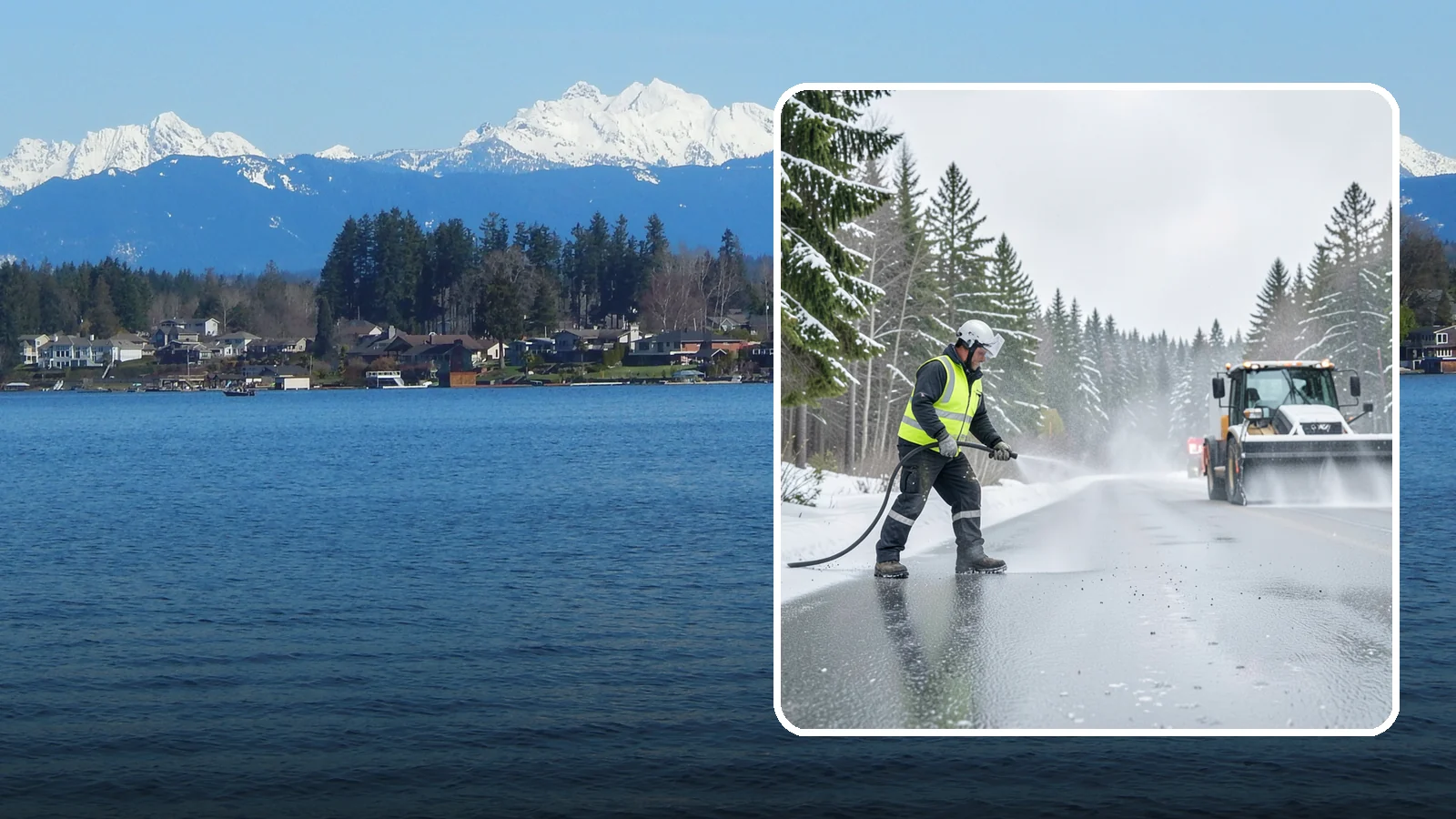 Liquid Salt Spraying in Lake Stevens, Snohomish County, WA - Liquid salt spraying applies deicer in solution form for fast, even coverage that resists wind scatter and bounce.