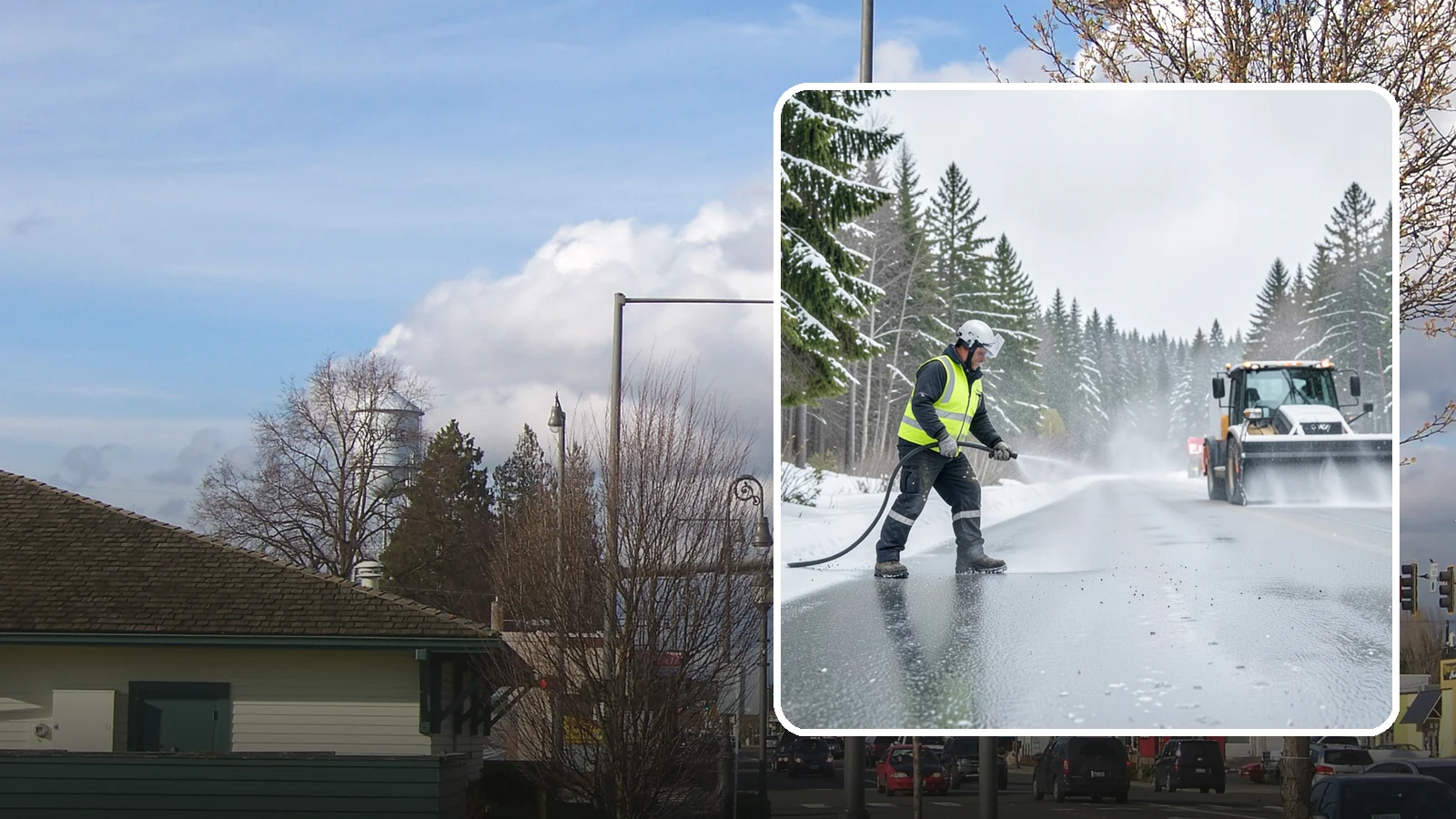 Liquid Salt Spraying in Marysville, Snohomish County, WA - Liquid salt spraying applies deicer in solution form for fast, even coverage that resists wind scatter and bounce.