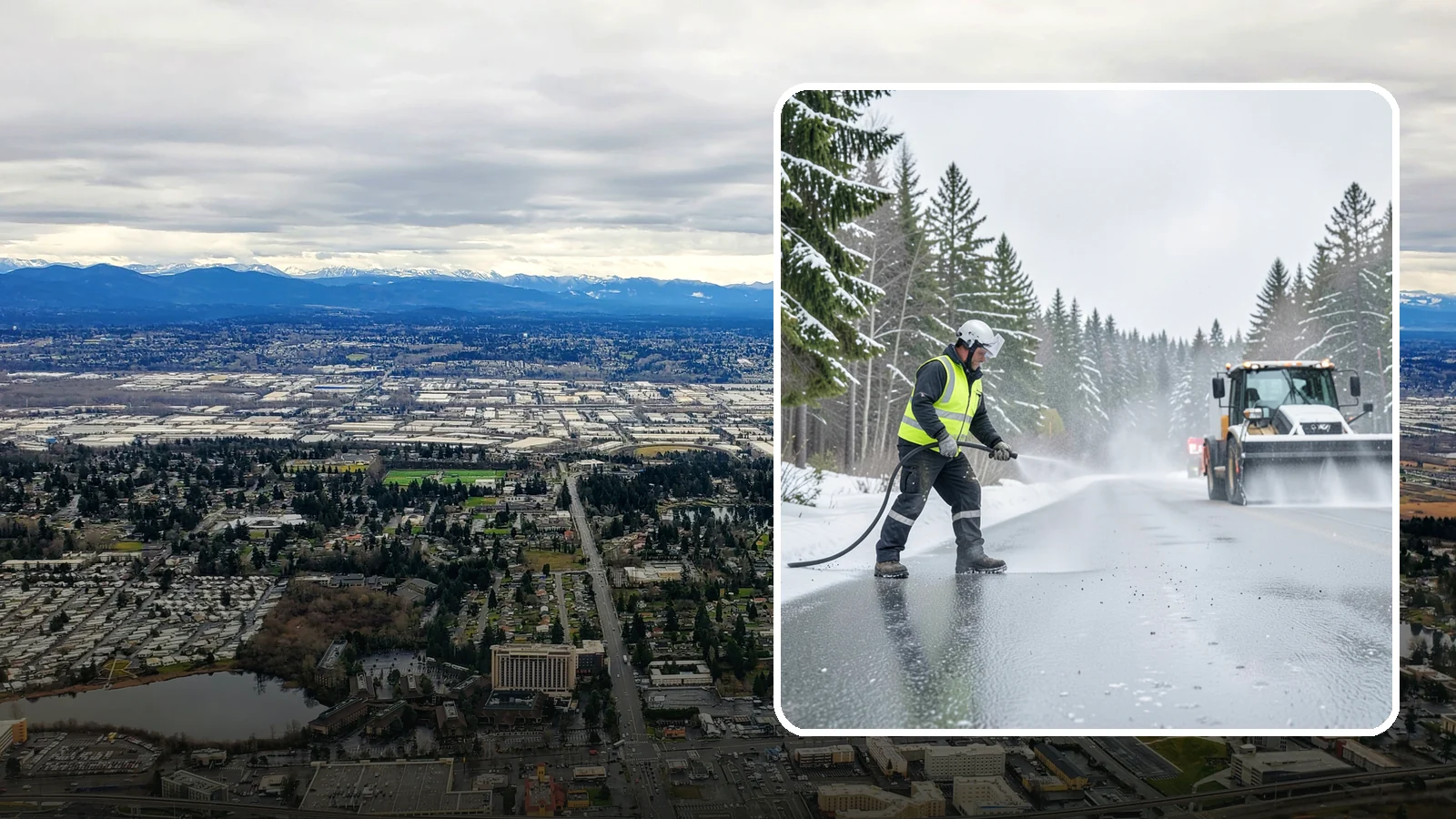 Liquid Salt Spraying in SeaTac, King County, WA - Liquid salt spraying applies deicer in solution form for fast, even coverage that resists wind scatter and bounce.