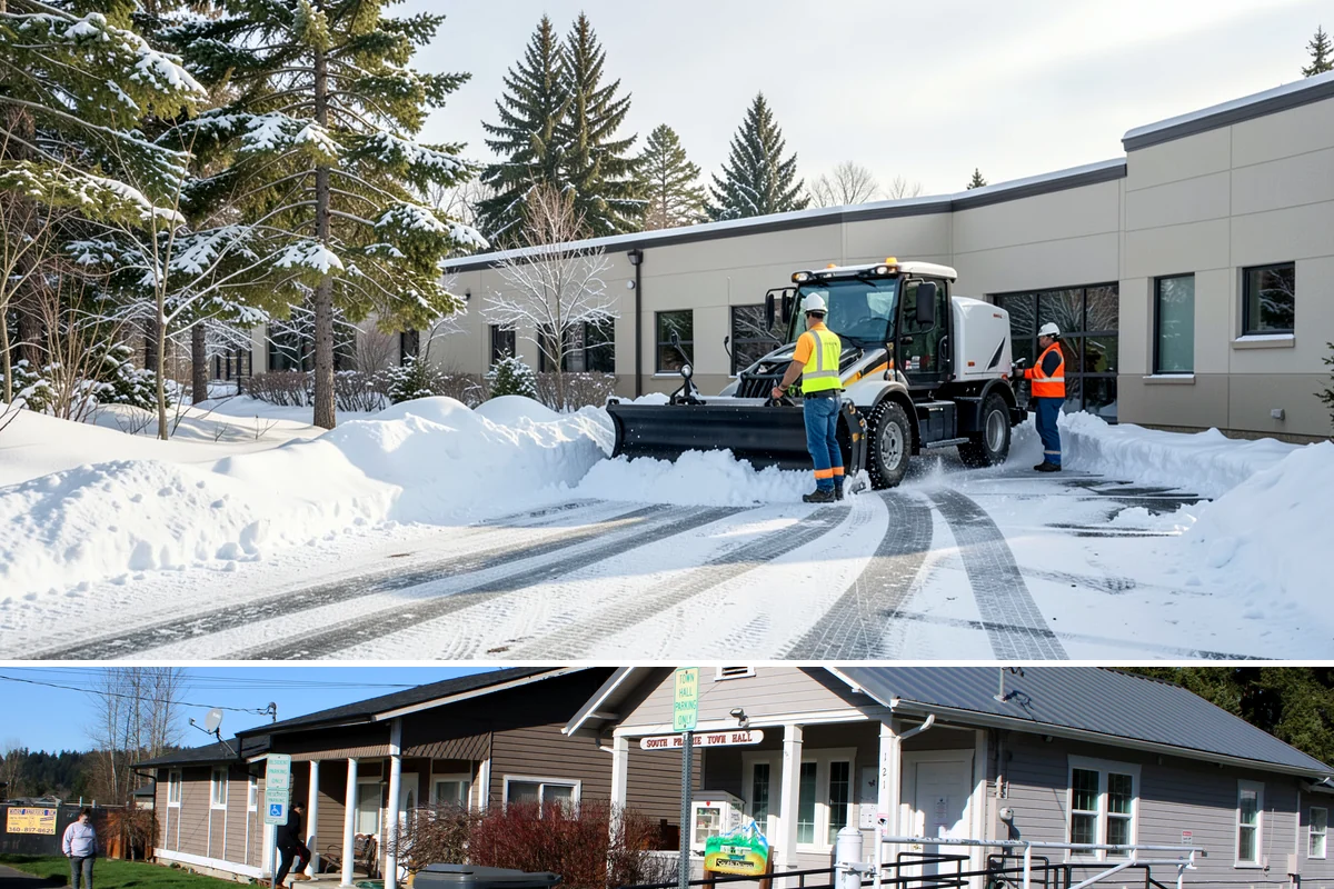 Liquid Salt Spraying in South Prairie, Pierce County, WA - Liquid salt spraying is used through the core winter months whenever light ice or freezing drizzle threatens traction.