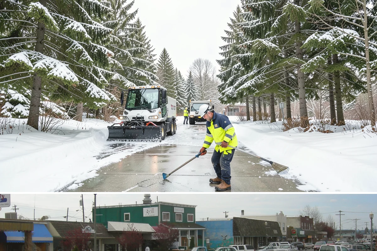 Liquid Salt Spraying in Stanwood, Snohomish County, WA - Liquid salt spraying is used through the core winter months whenever light ice or freezing drizzle threatens traction.