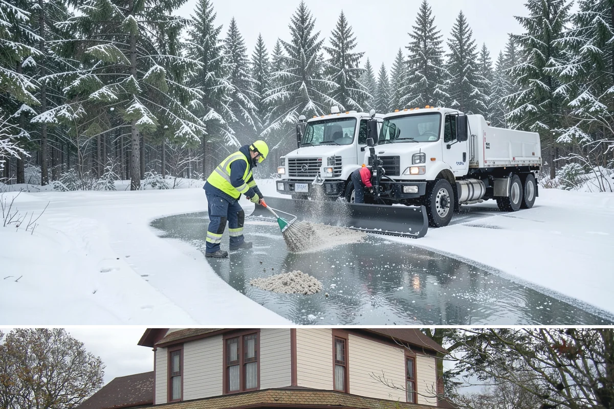 Liquid Salt Spraying in Sumner, Pierce County, WA - Liquid salt spraying is used through the core winter months whenever light ice or freezing drizzle threatens traction.