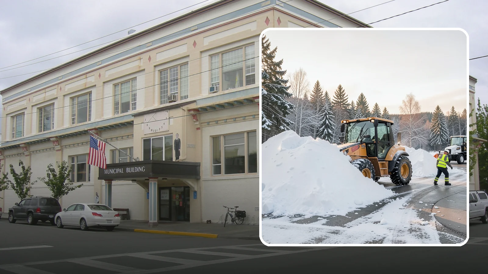 Loader Snow Relocation in Anacortes, Skagit County, WA - We use wheel loaders to move large volumes of snow quickly across big commercial sites.