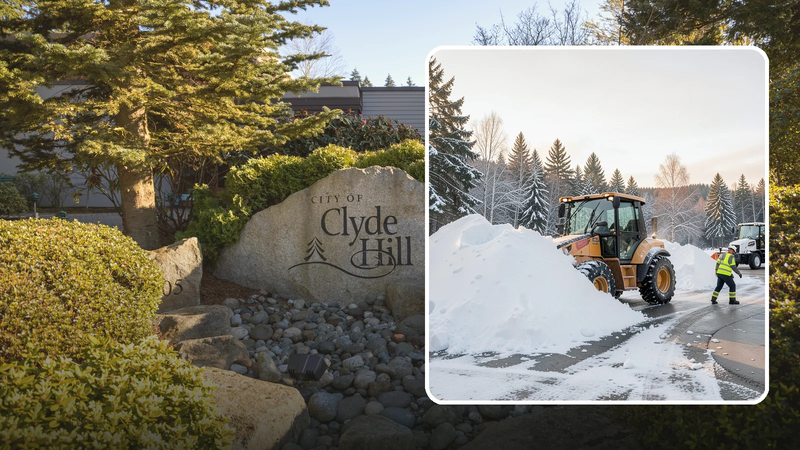 Loader Snow Relocation in Clyde Hill, King County, WA - We use wheel loaders to move large volumes of snow quickly across big commercial sites.