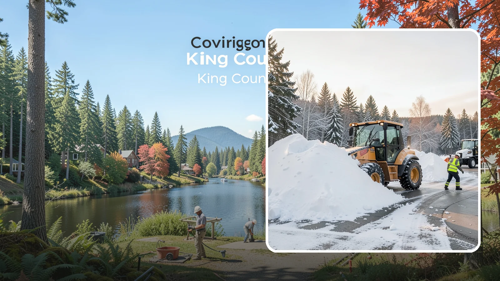 Loader Snow Relocation in Covington, King County, WA - We use wheel loaders to move large volumes of snow quickly across big commercial sites.