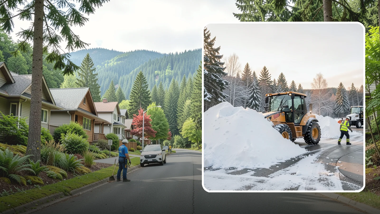 Loader Snow Relocation in Darrington, Snohomish County, WA - We use wheel loaders to move large volumes of snow quickly across big commercial sites.