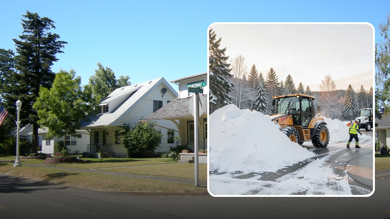 Loader Snow Relocation in DuPont, Pierce County, WA - We use wheel loaders to move large volumes of snow quickly across big commercial sites.