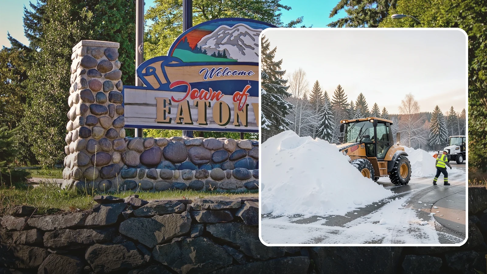 Loader Snow Relocation in Eatonville, Pierce County, WA - We use wheel loaders to move large volumes of snow quickly across big commercial sites.