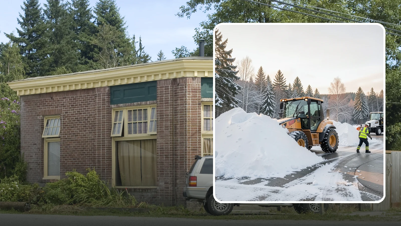 Loader Snow Relocation in Hamilton, Skagit County, WA - We use wheel loaders to move large volumes of snow quickly across big commercial sites.