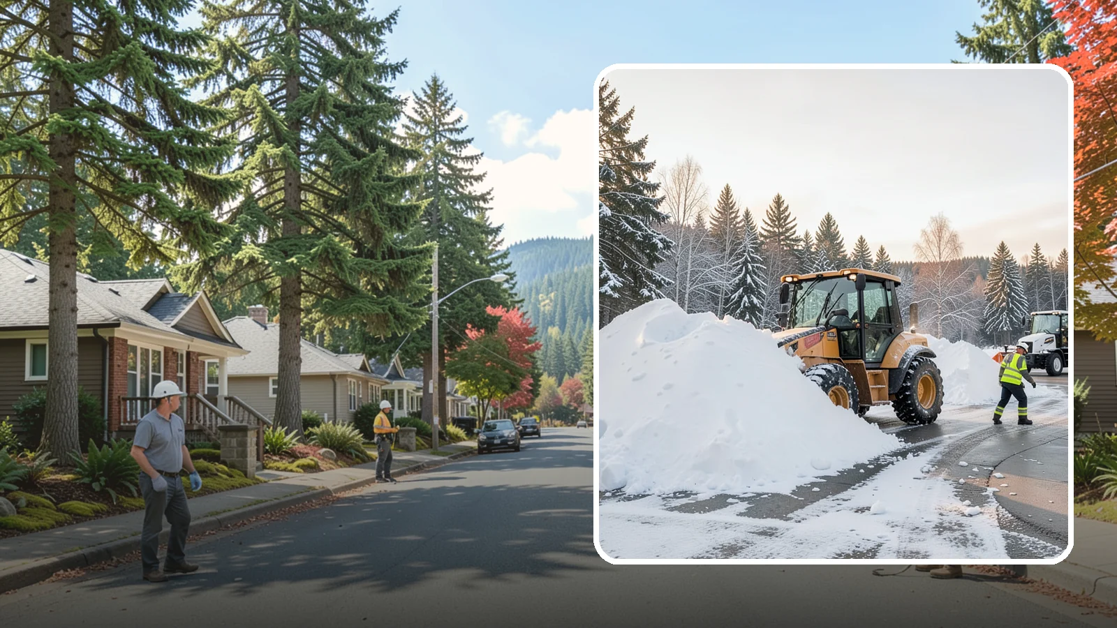 Loader Snow Relocation in Hunts Point, King County, WA - We use wheel loaders to move large volumes of snow quickly across big commercial sites.