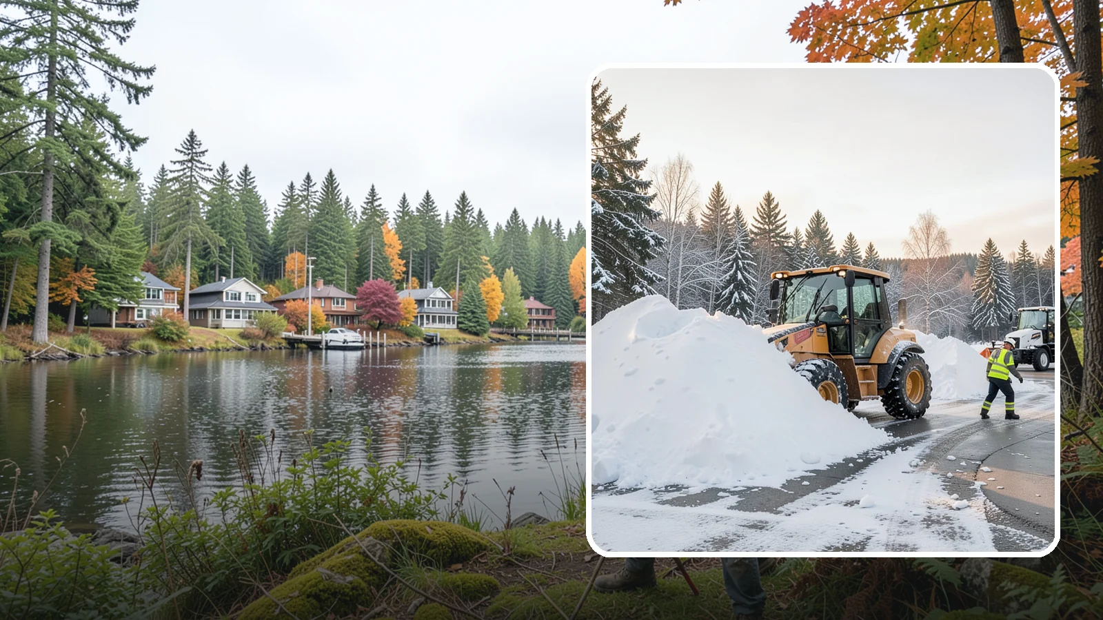 Loader Snow Relocation in La Conner, Skagit County, WA - We use wheel loaders to move large volumes of snow quickly across big commercial sites.