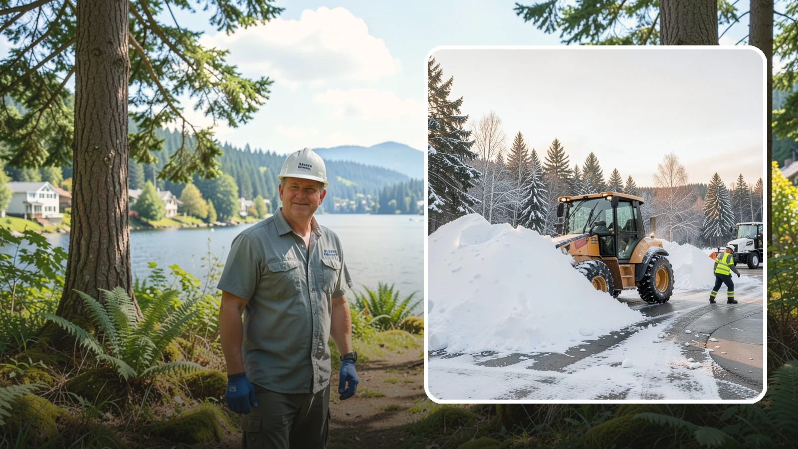 Loader Snow Relocation in Milton, King County, WA - We use wheel loaders to move large volumes of snow quickly across big commercial sites.