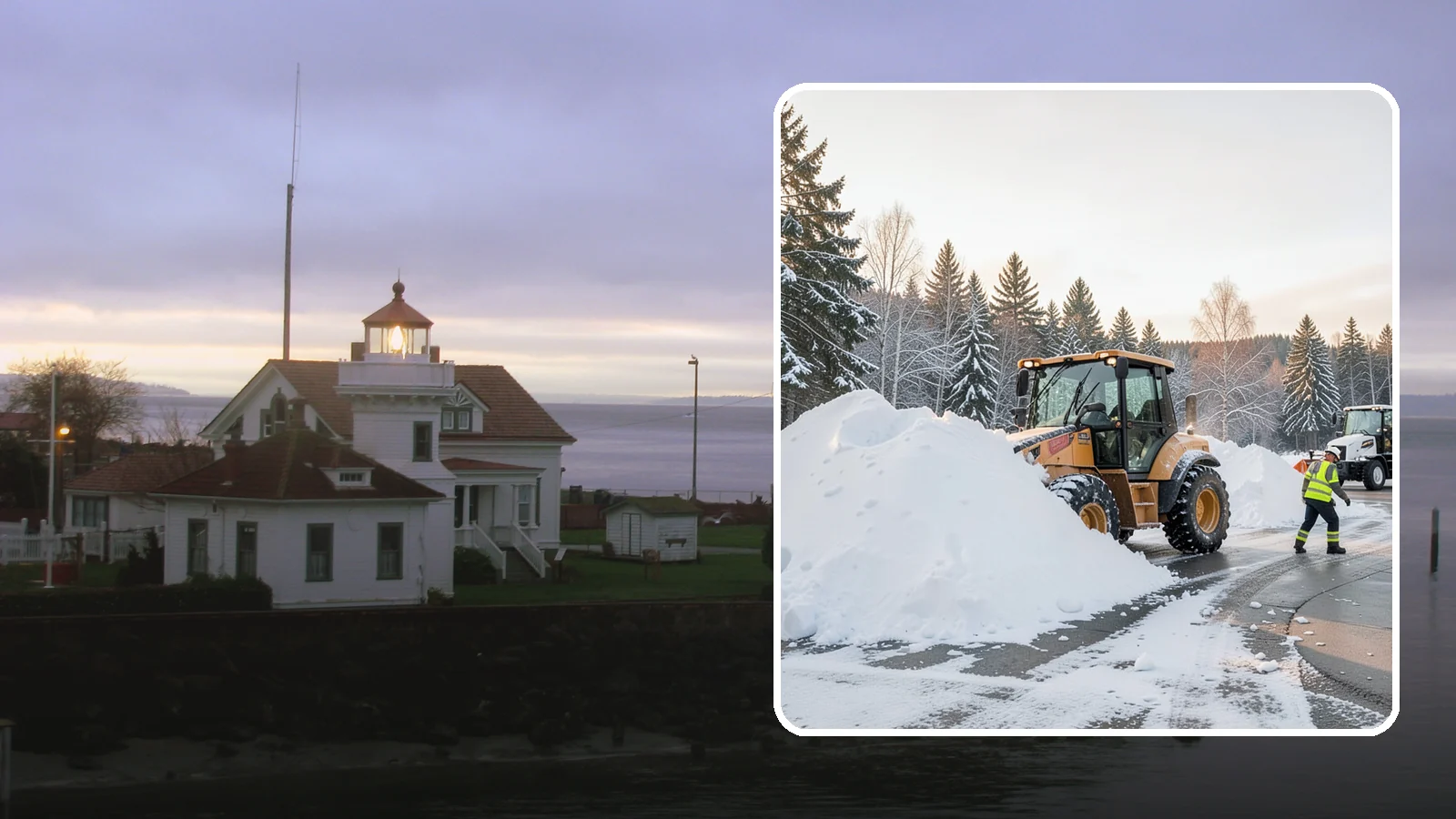 Loader Snow Relocation in Mukilteo, Snohomish County, WA - We use wheel loaders to move large volumes of snow quickly across big commercial sites.