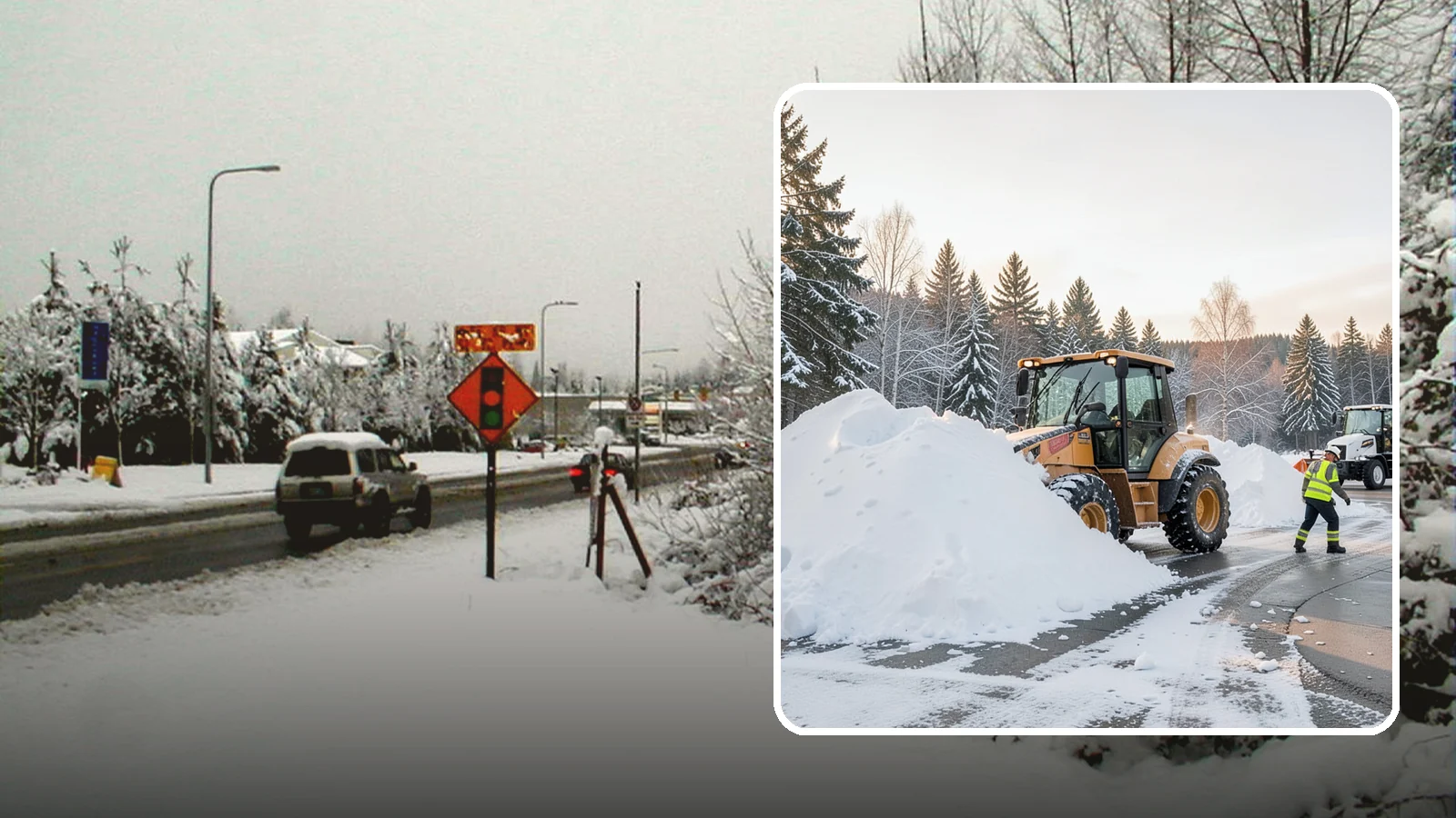 Loader Snow Relocation in Newcastle, King County, WA - We use wheel loaders to move large volumes of snow quickly across big commercial sites.