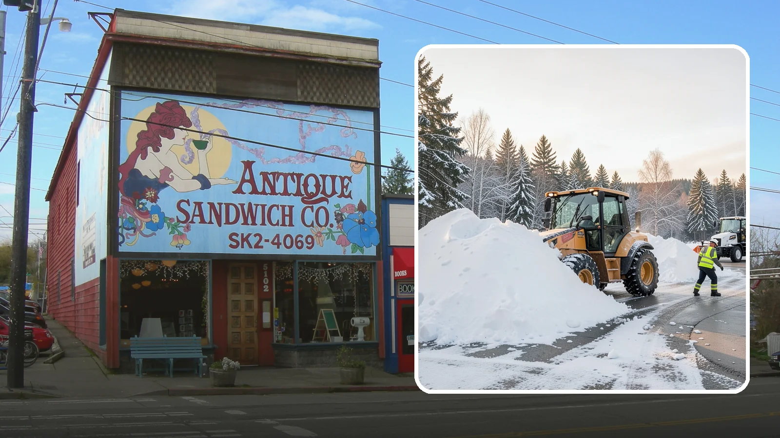 Loader Snow Relocation in Ruston, Pierce County, WA - We use wheel loaders to move large volumes of snow quickly across big commercial sites.