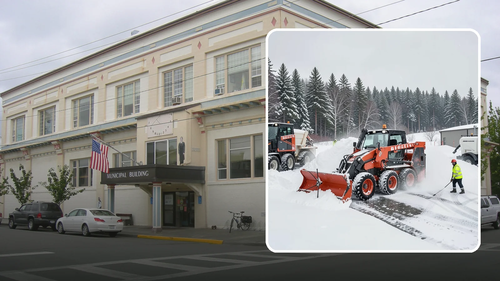 Loader Snow Removal in Anacortes, Skagit County, WA - Our wheel loaders move and stockpile large volumes of snow on big lots and industrial properties.