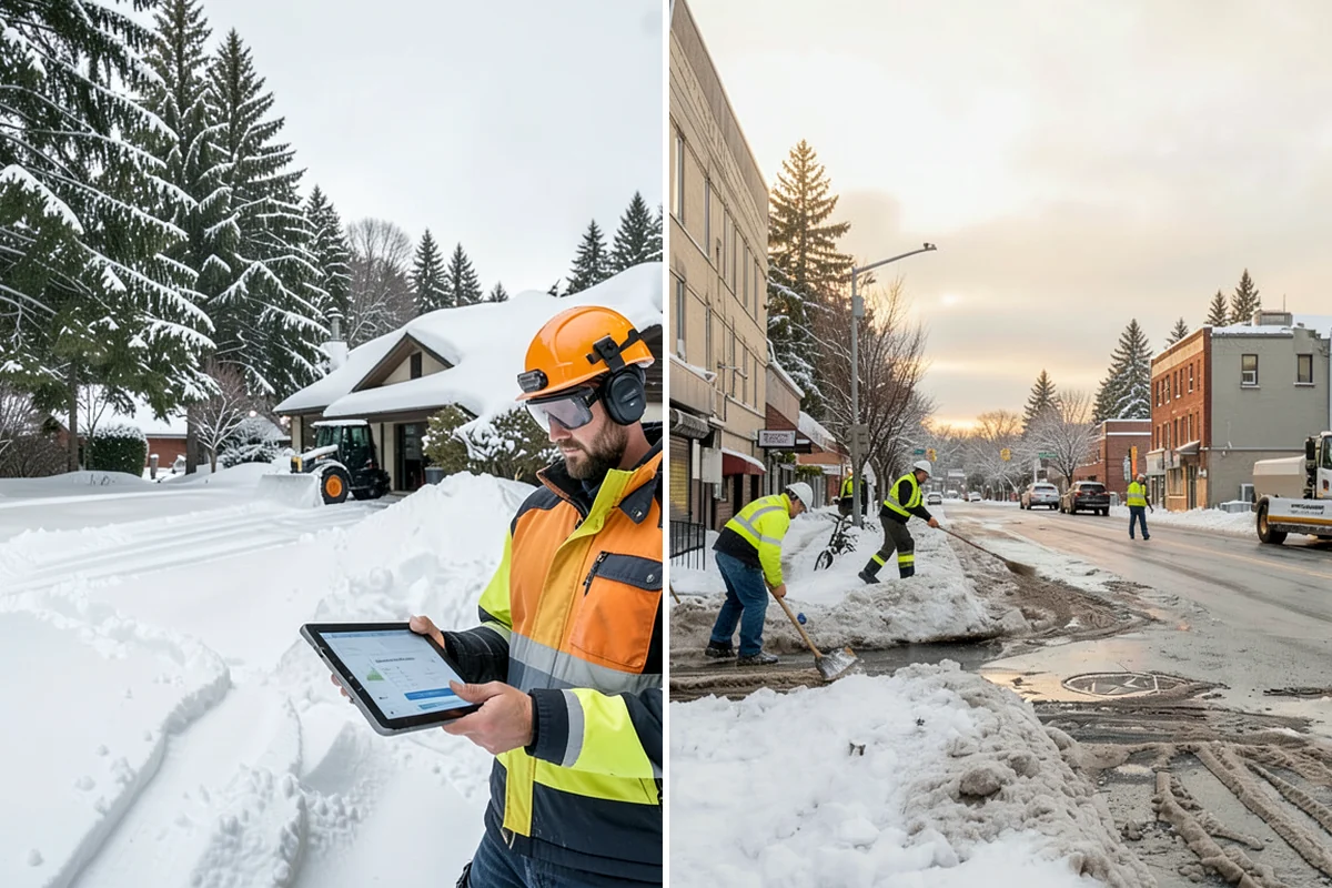 Loader Snow Removal in Arlington, Snohomish County, WA - Map the lot and designate stockpile zones