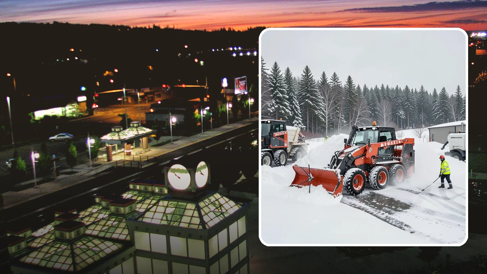 Loader Snow Removal in Auburn, King County, WA - Our wheel loaders move and stockpile large volumes of snow on big lots and industrial properties.