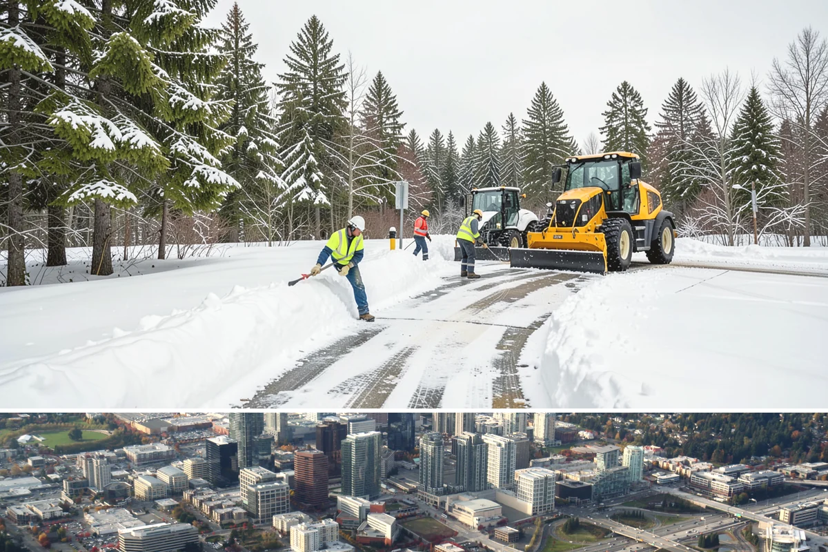 Loader Snow Removal in Bellevue, King County, WA - Loader work peaks during heavy accumulation events in January and February.