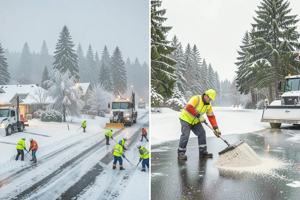 Loader Snow Removal in Brier, Snohomish County, WA - Map the lot and designate stockpile zones
