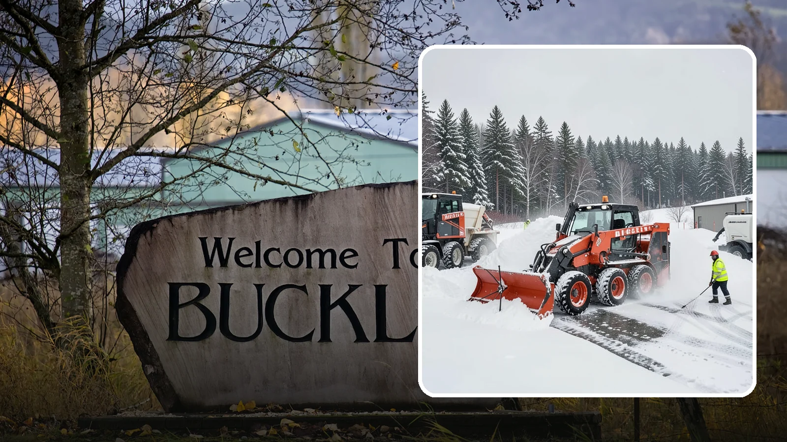 Loader Snow Removal in Buckley, Pierce County, WA - Our wheel loaders move and stockpile large volumes of snow on big lots and industrial properties.