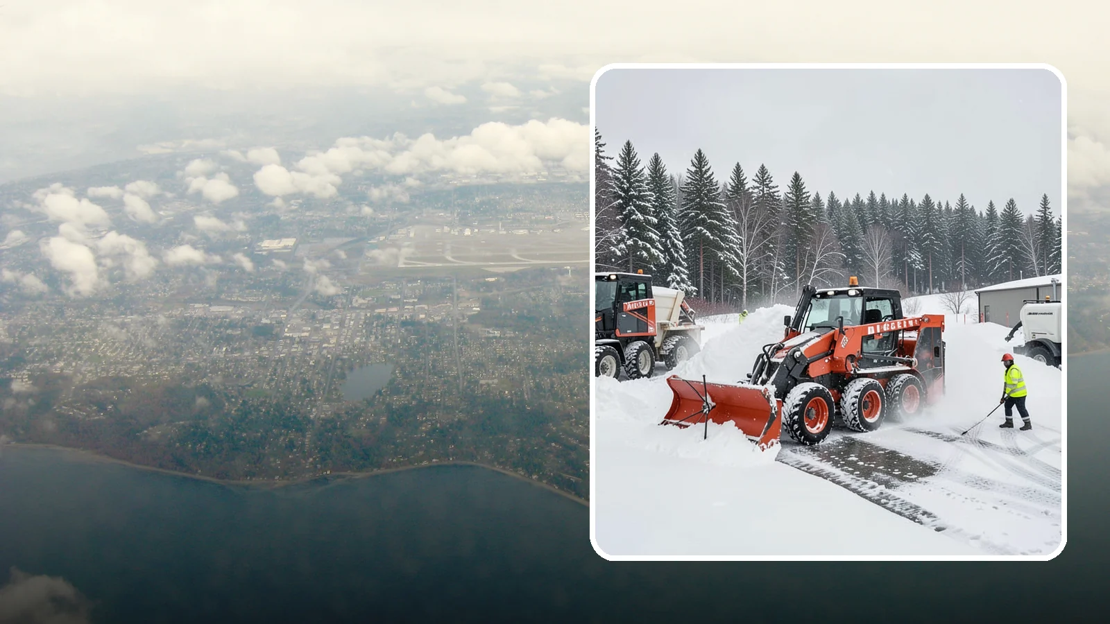 Loader Snow Removal in Burien, King County, WA - Our wheel loaders move and stockpile large volumes of snow on big lots and industrial properties.