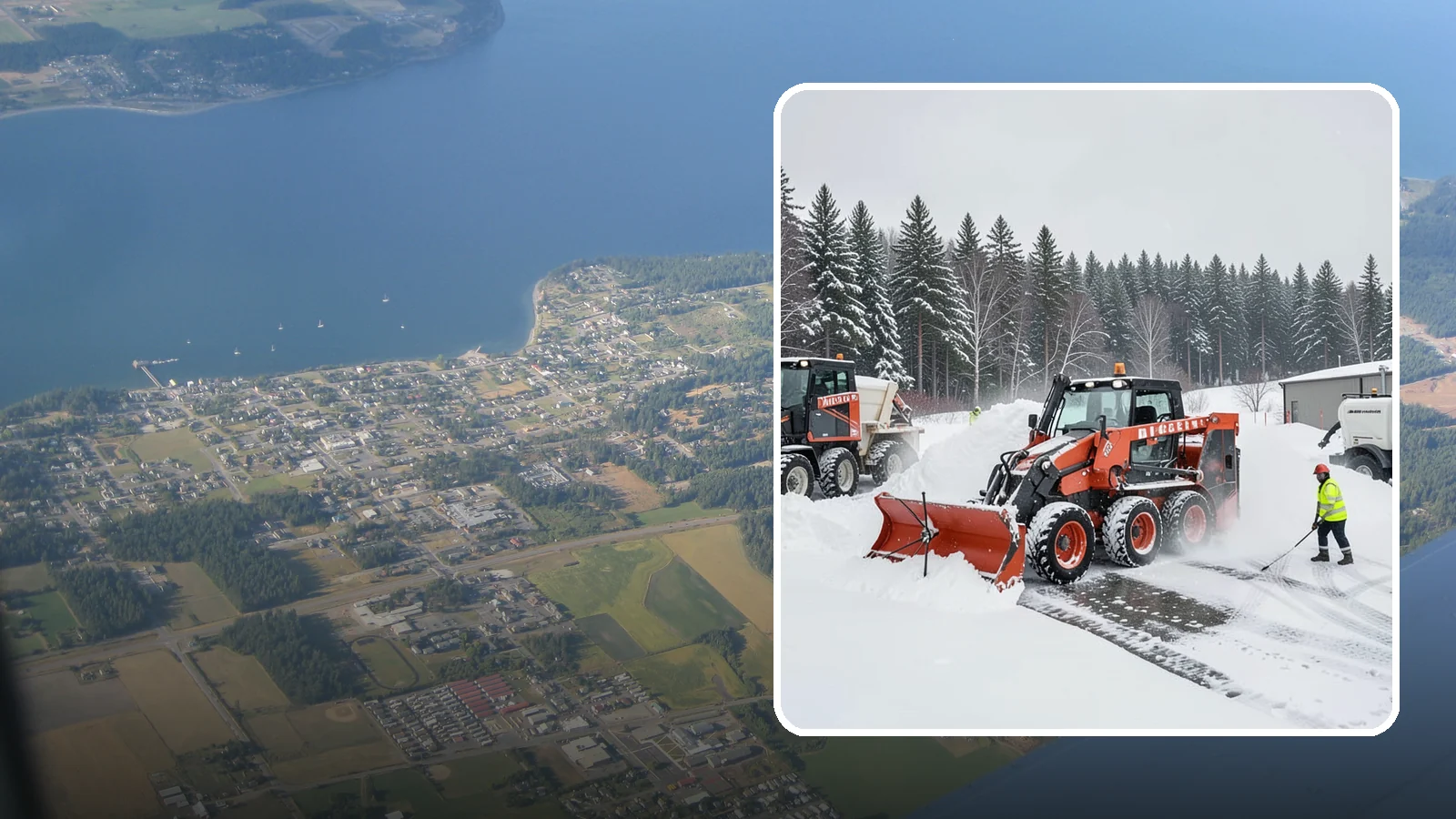 Loader Snow Removal in Coupeville, Island County, WA - Our wheel loaders move and stockpile large volumes of snow on big lots and industrial properties.