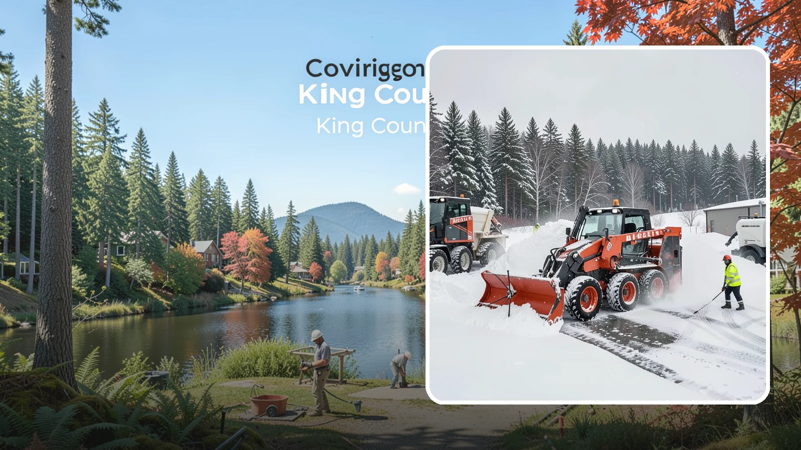 Loader Snow Removal in Covington, King County, WA - Our wheel loaders move and stockpile large volumes of snow on big lots and industrial properties.