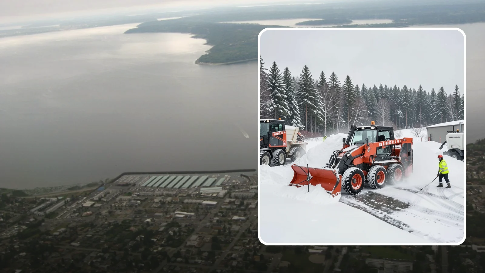 Loader Snow Removal in Des Moines, King County, WA - Our wheel loaders move and stockpile large volumes of snow on big lots and industrial properties.