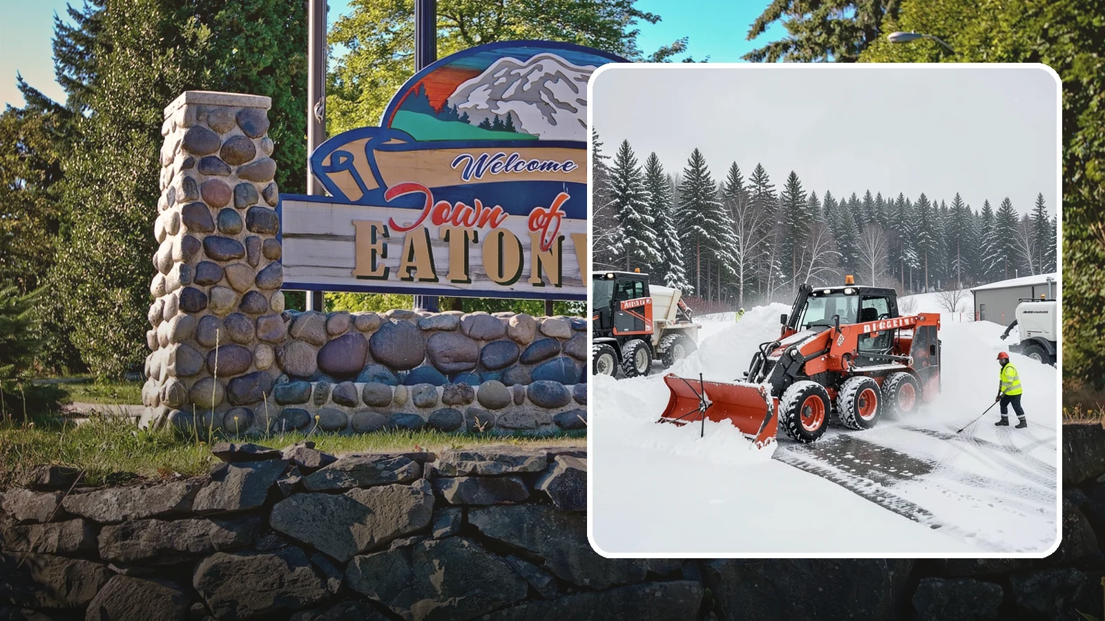 Loader Snow Removal in Eatonville, Pierce County, WA - Our wheel loaders move and stockpile large volumes of snow on big lots and industrial properties.