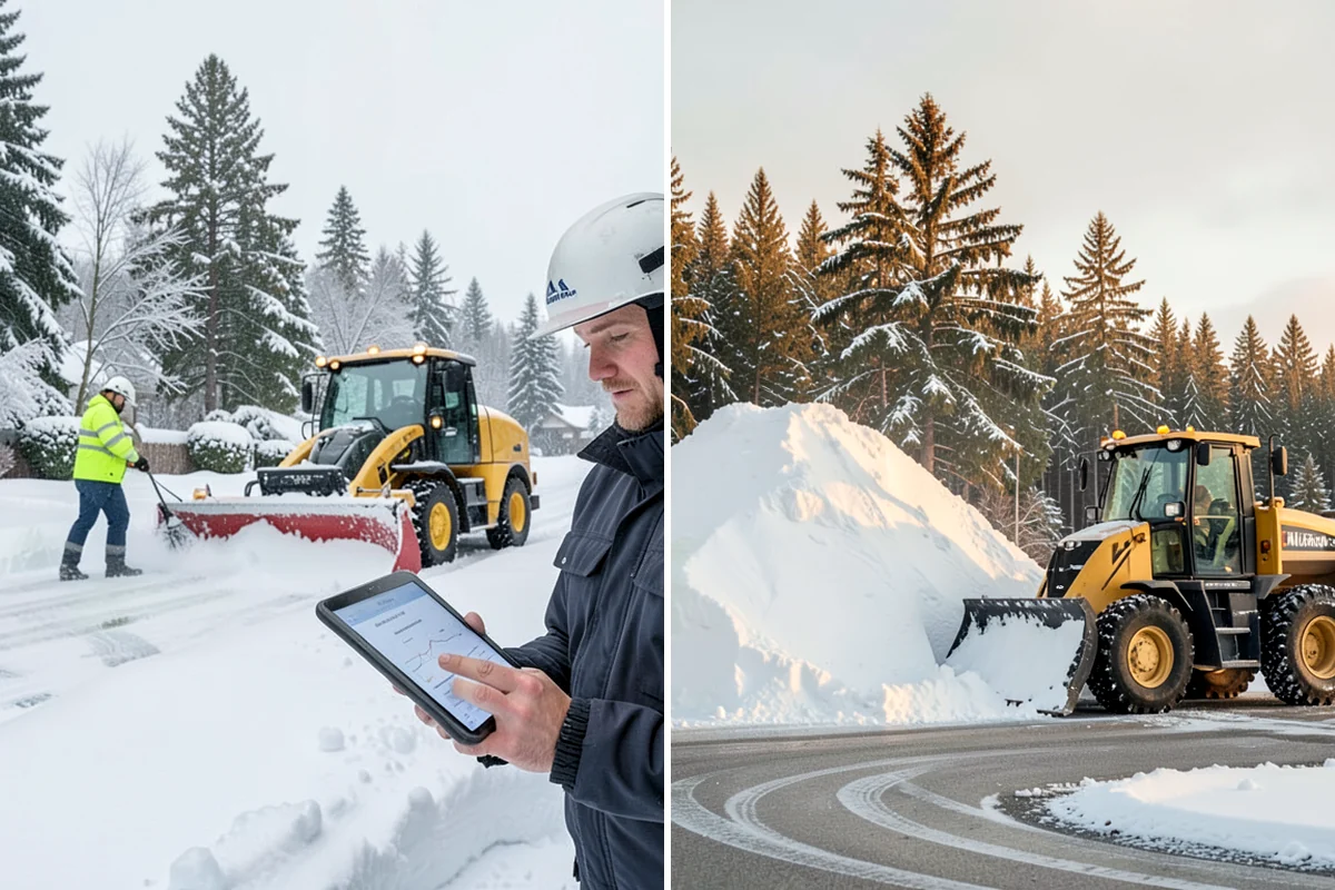 Loader Snow Removal in Enumclaw, King County, WA - Map the lot and designate stockpile zones