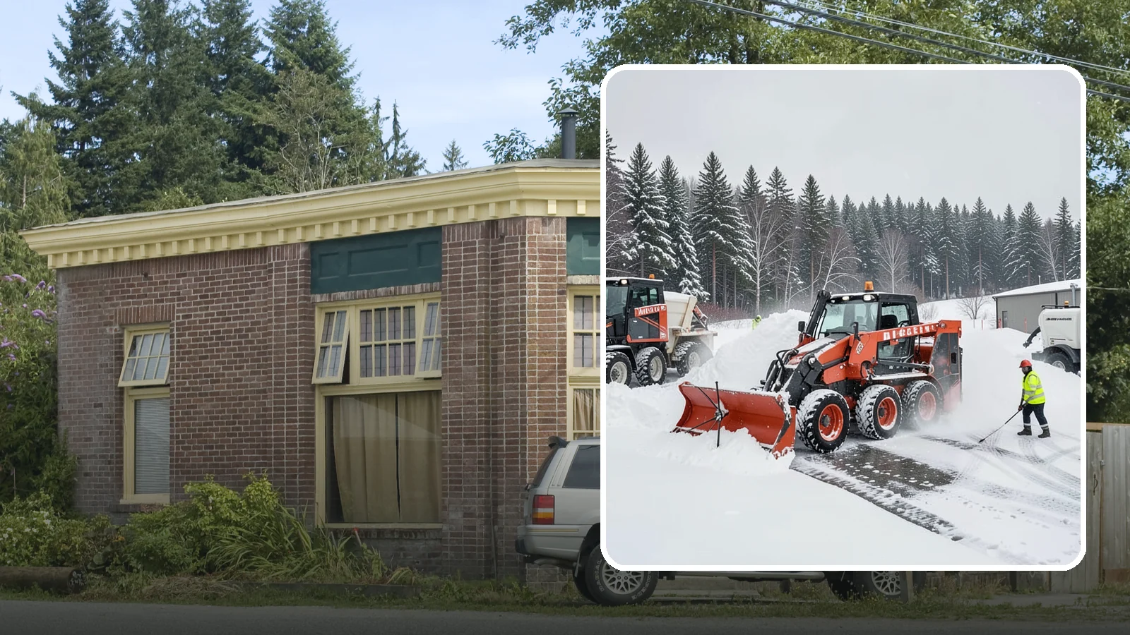 Loader Snow Removal in Hamilton, Skagit County, WA - Our wheel loaders move and stockpile large volumes of snow on big lots and industrial properties.