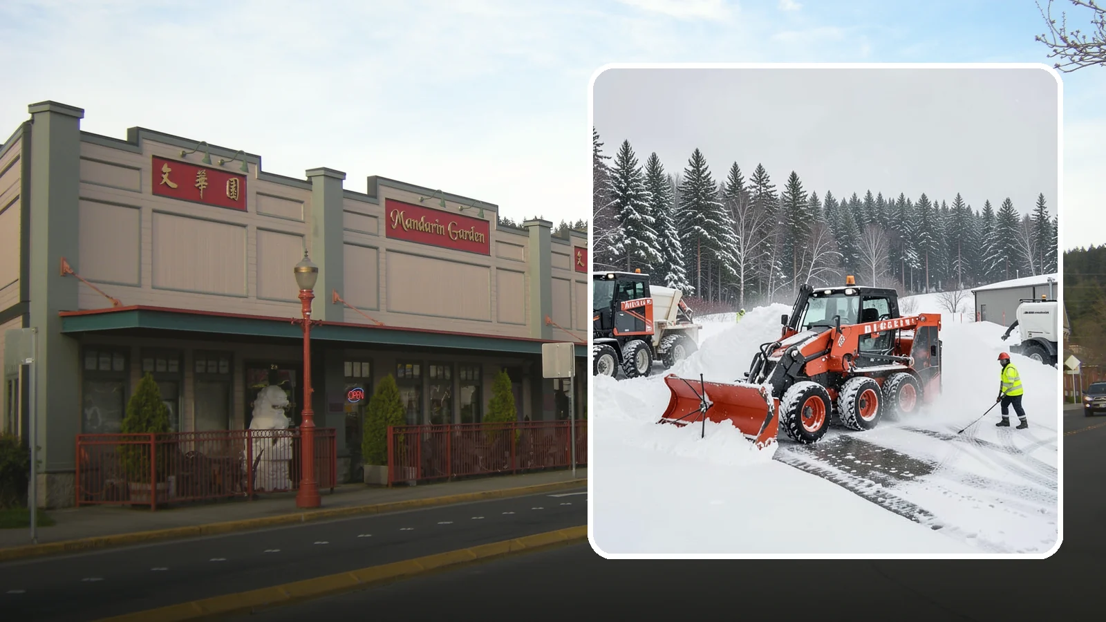 Loader Snow Removal in Issaquah, King County, WA - Our wheel loaders move and stockpile large volumes of snow on big lots and industrial properties.