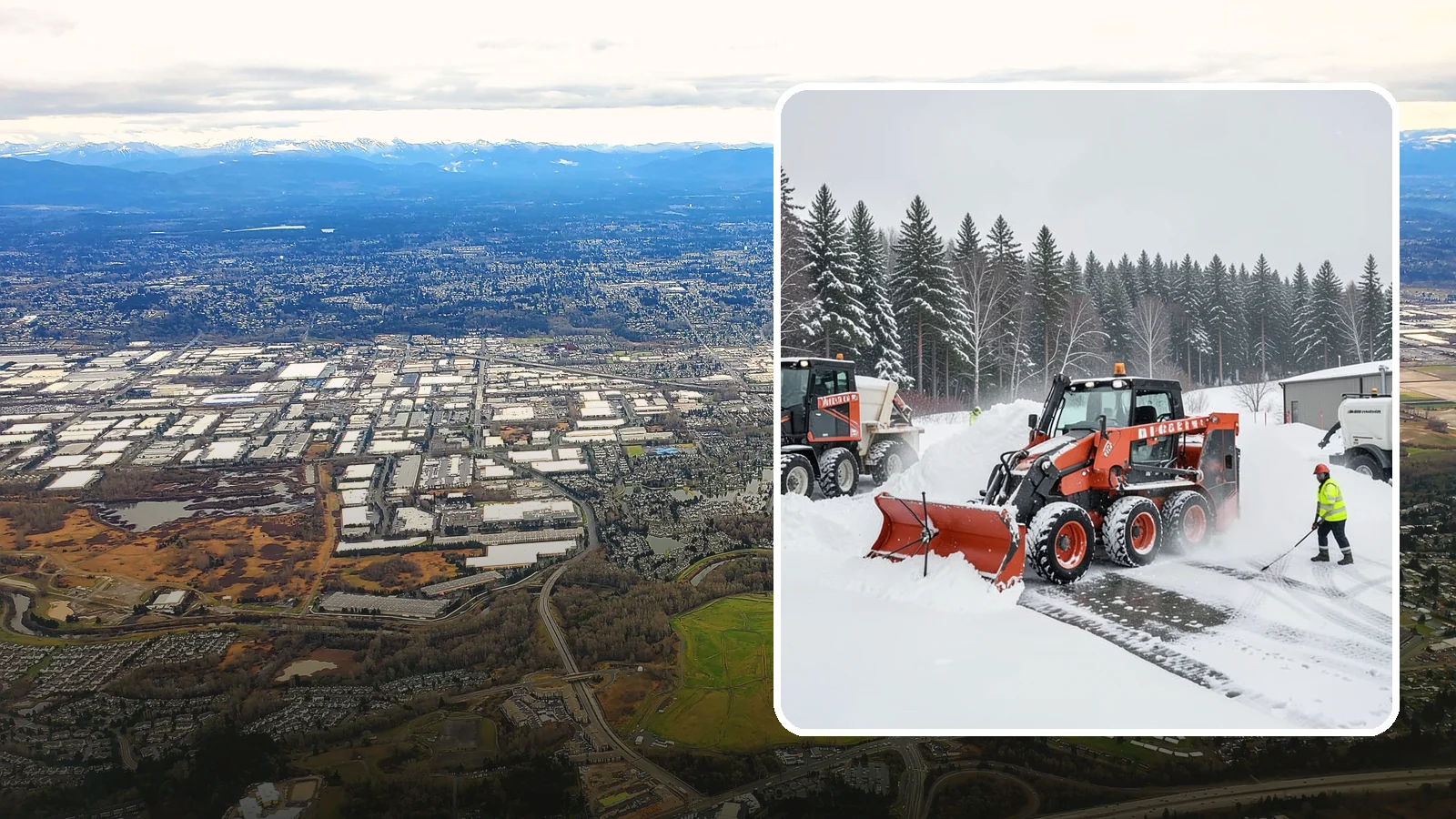 Loader Snow Removal in Kent, King County, WA - Our wheel loaders move and stockpile large volumes of snow on big lots and industrial properties.