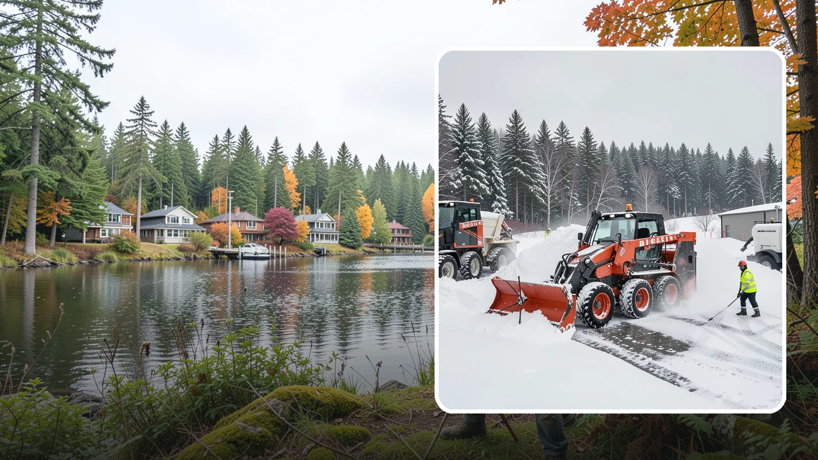 Loader Snow Removal in La Conner, Skagit County, WA - Our wheel loaders move and stockpile large volumes of snow on big lots and industrial properties.